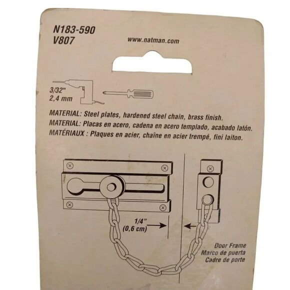 National Hardware Door Chain Brass N183-590 V807 - Picture 9 of 11